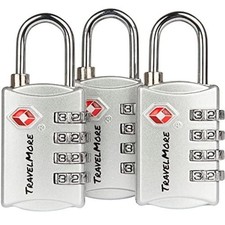 3 Pack TSA Luggage Locks with 4 Digit Combination   Heavy Duty Set Your Ow