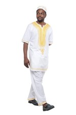 Men  s African Embroidered Top  Pant Set w/ Hat   2pc Outfit 4XL  5XL