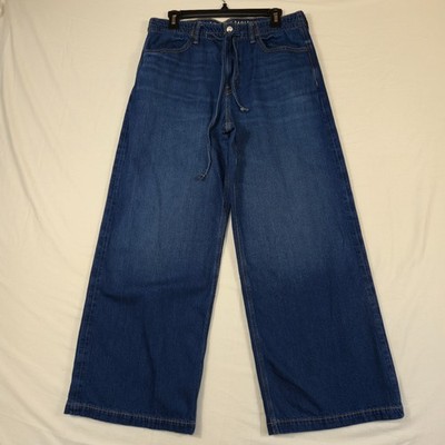 American Eagle Outfitters Jeans Women 6 Blue Denim Wide Leg High Rise Drawstring