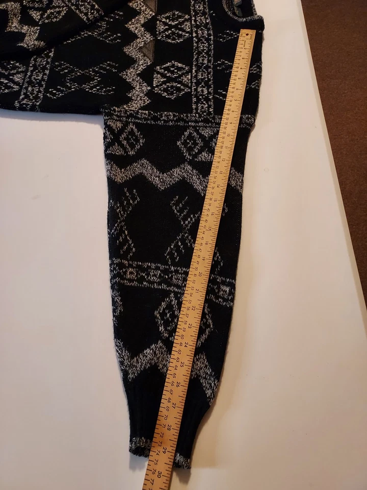 Suéter Geométrico Vintage Stefano Hombre L Retro Años 80 Negro con Parches de Cuero  Foto 4 de 4