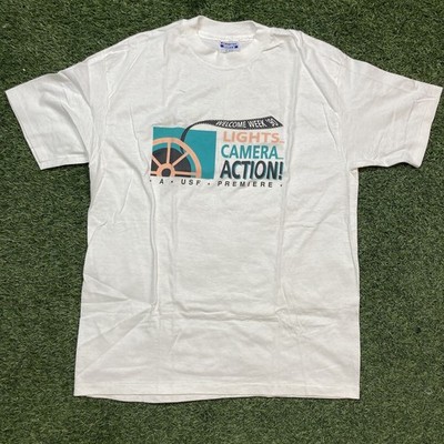 Film Shirt XL 90s USF Premiere Movie Lights Camera Action Film Week Tee