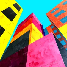 8x8 Photo Art Print - Colorful Modern Art Premium City Buildings Bold Home Art