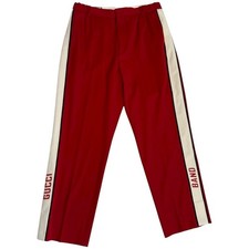 Gucci Band Stripe Red Wool Trouser Pants Unisex 31x30 Made in Italy Size 48