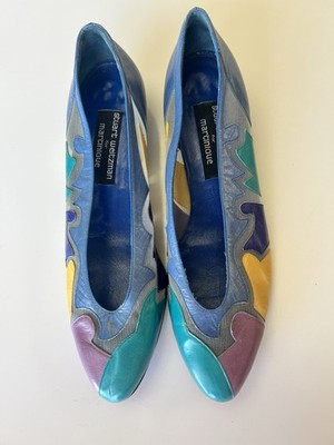 STUART WEITZMAN For Martinique Vintage Multicolor Leather Pump SZ 7 Mesh Design