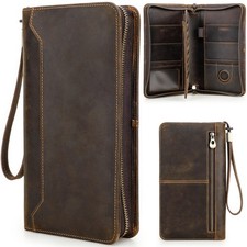 Top Grain Leather Travel Passport Wallet Organizer Case for Families, Handmad...