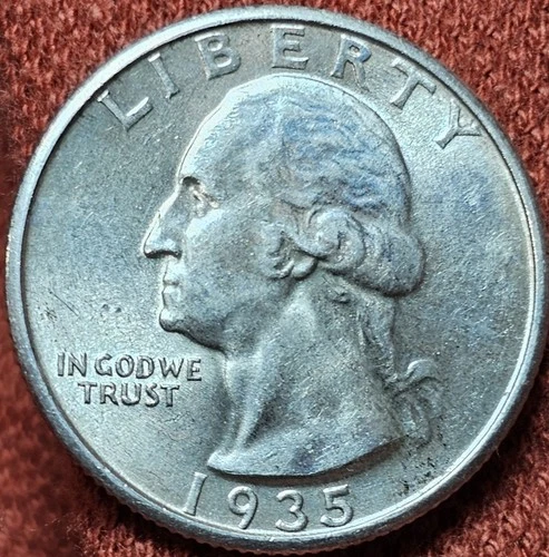 1935 Washington Quarter Silver Coin Nice AU/UNC