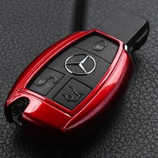 Auto Schl&uuml;ssel Cover H&uuml;lle Rot f&uuml;r Mercedes Benz Funk Fernbedienung ab 2006