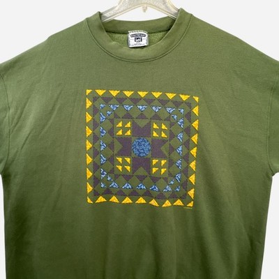 トップス LEE heavy weight independent 90s Vintage 90s Lee Heavyweight Sweatshirt Mens 2XL Green Geometric