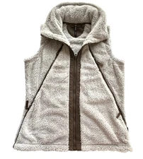 KÜHL Women’s L Mid-Weight Italian Fleece Stowaway Hood Flight Vest Beige  $149