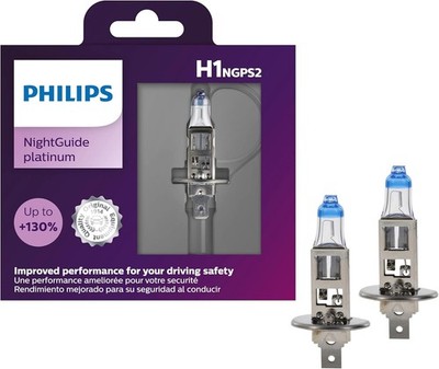 Philips H1 12258NGPS2 NightGuide Platinum Upgrade Headlight Bulb (Pack of 2)