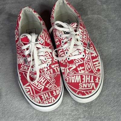 Vans Authentic Sneakers Mens 8 Red White Off The Wall OTW Repeat Canvas Shoes