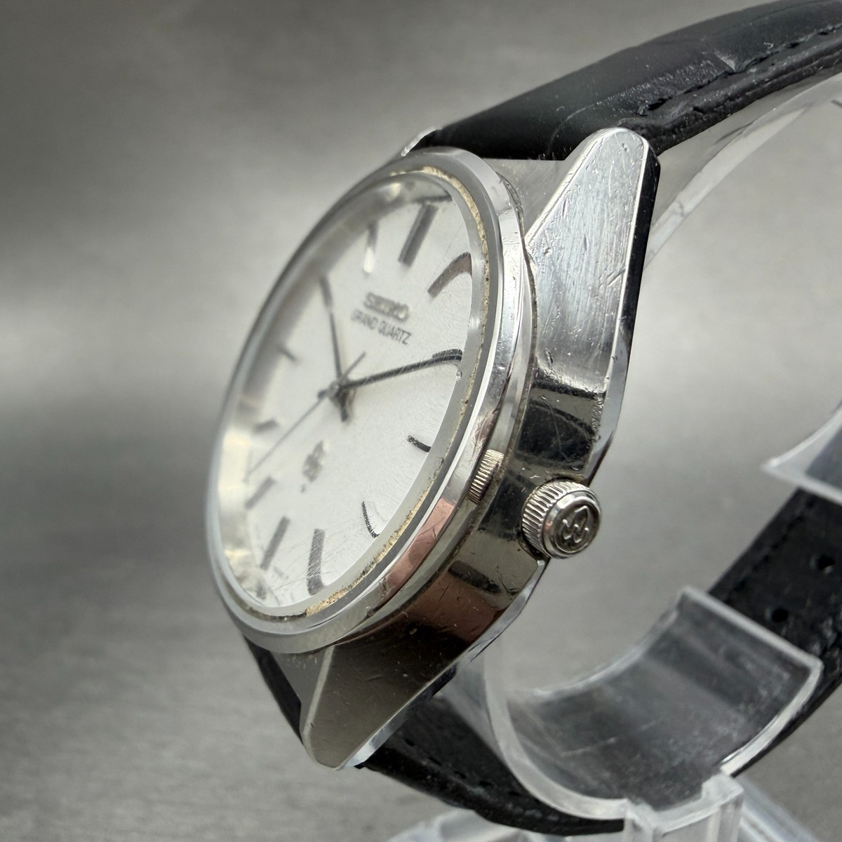 Seiko Grand Quartz Watch Men 38mm Silver Dial Silver Tone Round 