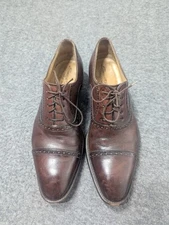 Santoni Shoes Mens 10 D Brown Leather Oxfords Preppy Brogue Quiet Luxury