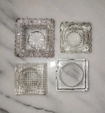 Lot Of 4 Vintage Clear Glass Salt Cellars