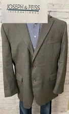 Joseph & Feiss International Sports Coat Wool Brown Houndstooth Suit 50L Suit