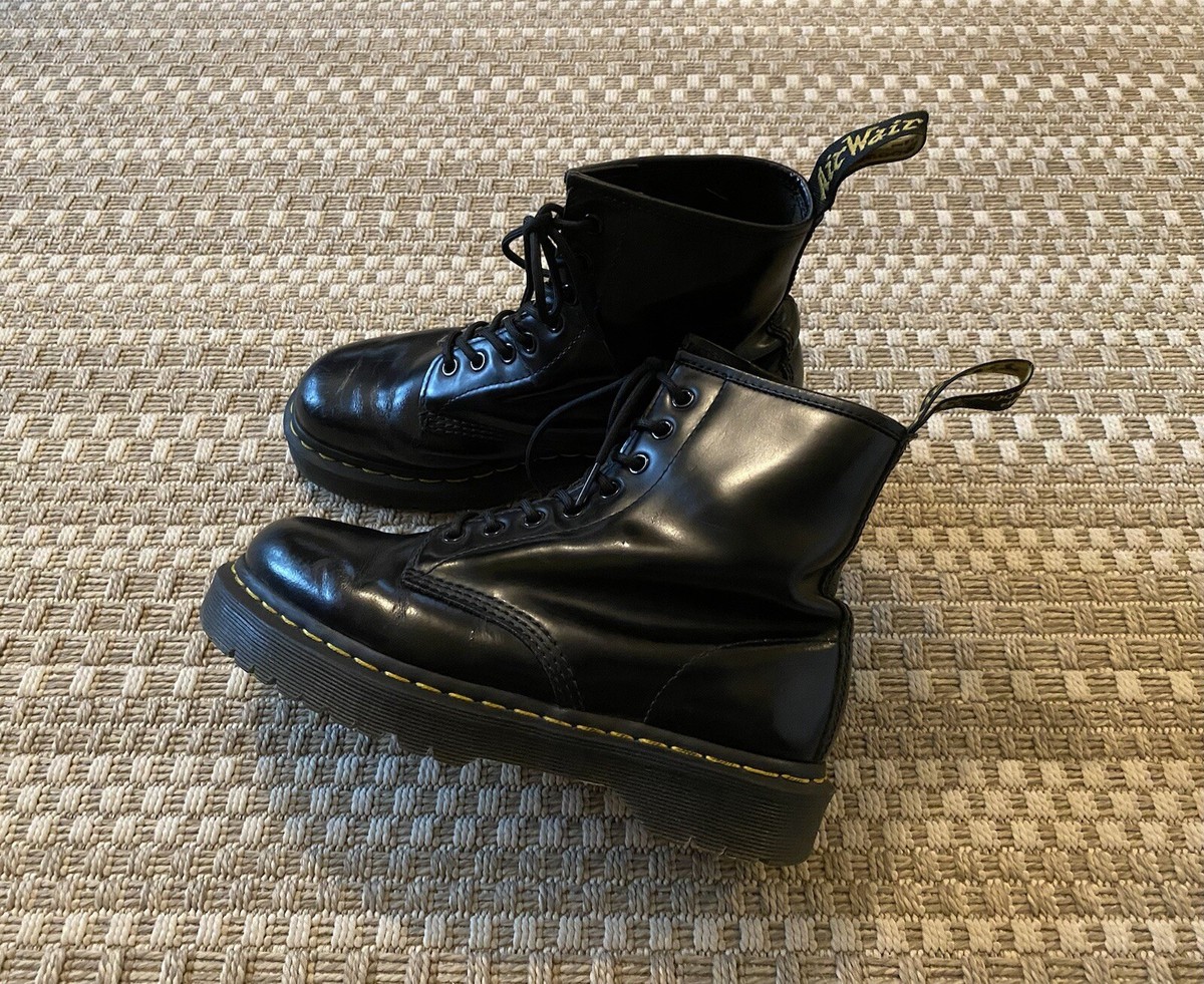 Dr. Martens 1460 Mens Black Smooth Leather 8-Eye Combat Boots Size 9 US M Dr. Martens 1460 8-Eye Smooth Leather Boot Metallica Tonal  main image 2