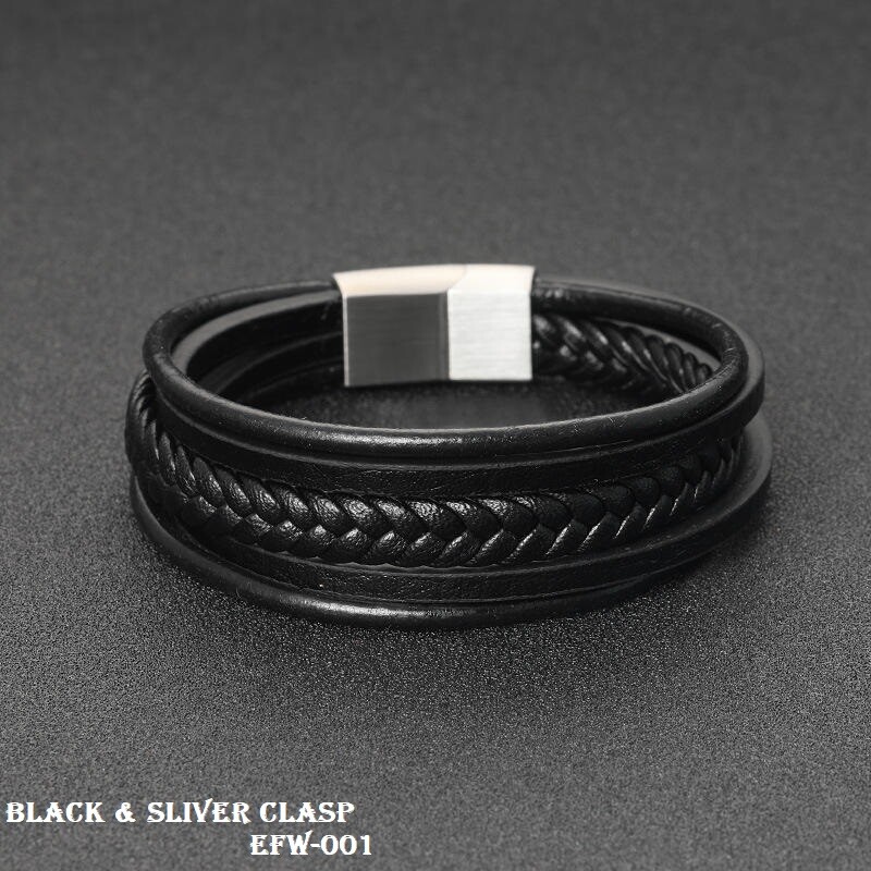 Men's Handmade Braided Leather Bracelet With Magnetic Clasp - Choose Black Or Brown