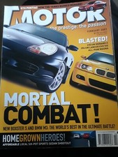 MOTOR CAR MAGAZINE Feb. 2003 * Mortal Combat - BOXTER S v BMW M3  *