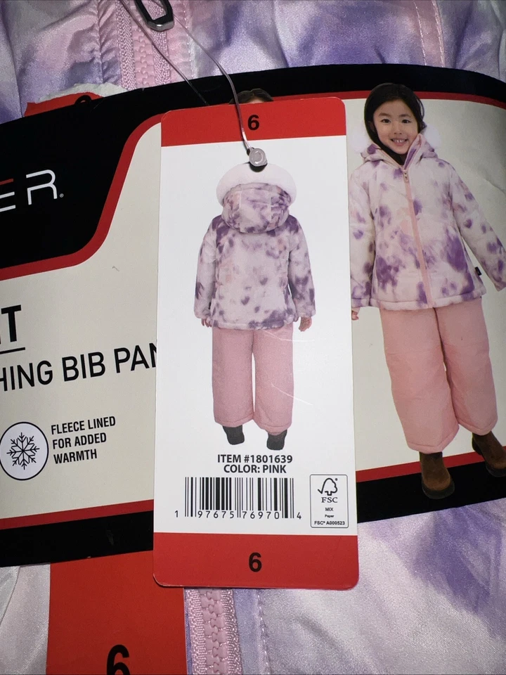 Nuevo traje de nieve SPYDER 2 piezas para niñas - Chaqueta con pantalón babero a juego talla 6, rosa/púrpura Foto 3 de 4