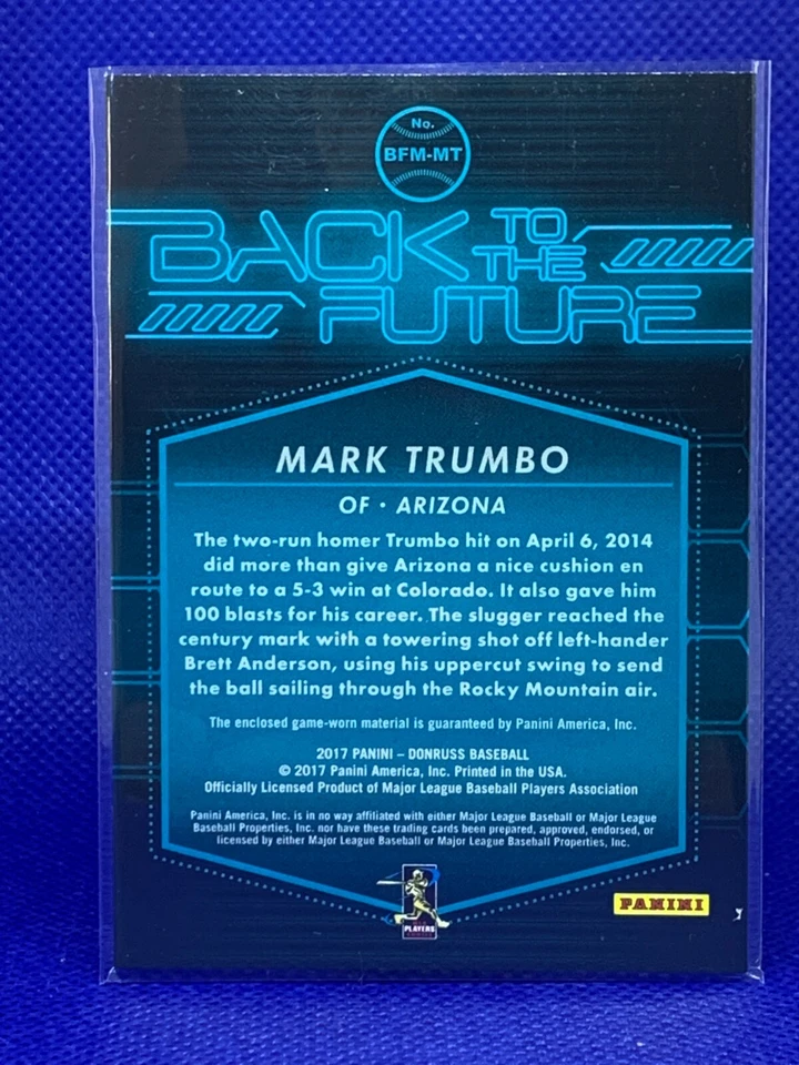 Donruss Back to the Future Materials 2017 #BFM-MT Mark Trumbo (usado en el juego) Foto 2 de 2