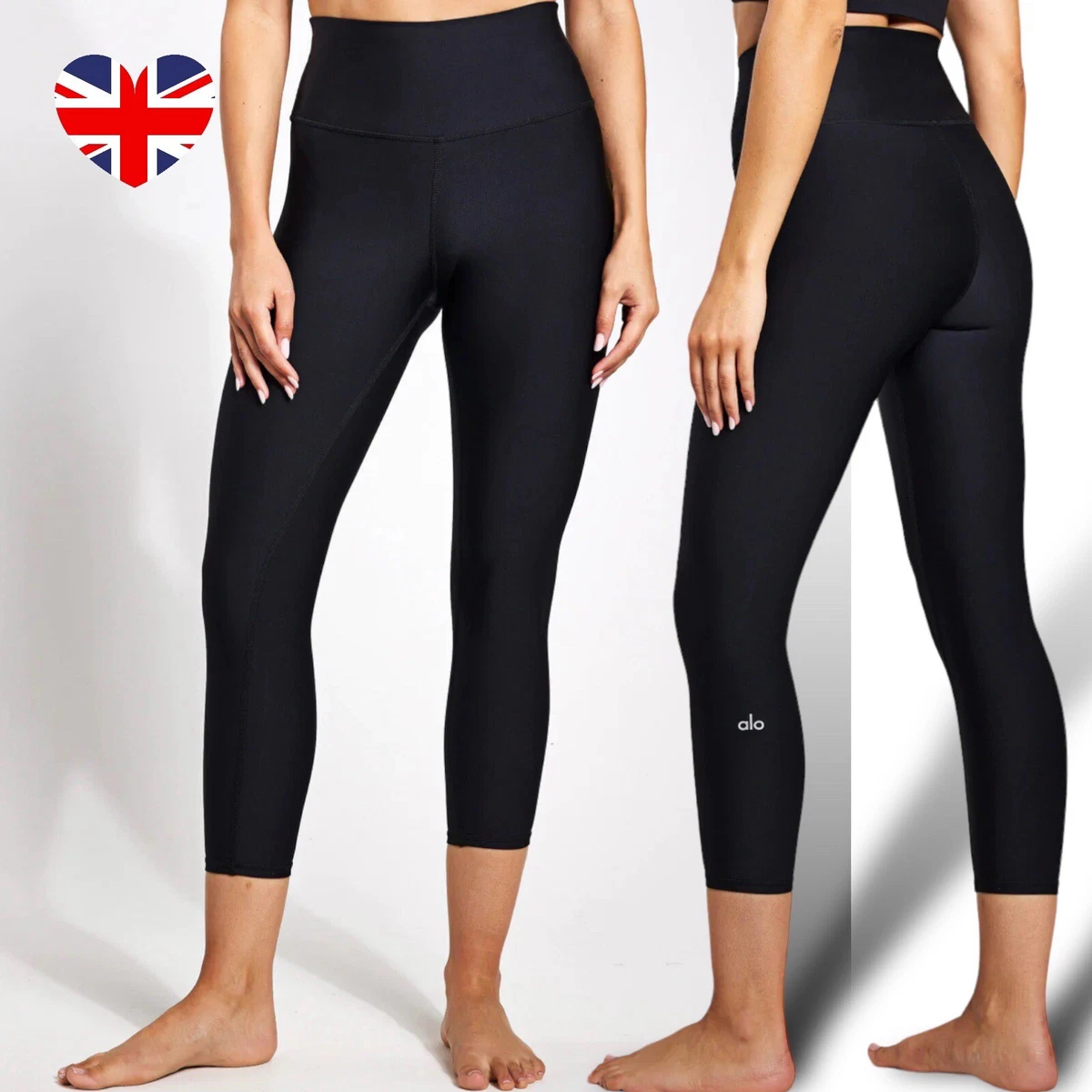 Alo Yoga High Waisted Airlift Capri Black UK Small 6-8