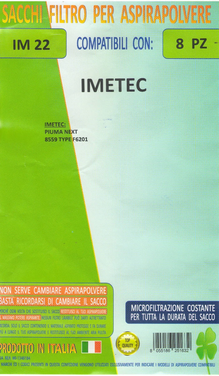 Sacchetti Aspirapolvere Piuma Excellent Type B6501 C Per Imetec G44050, Confezione Sostitutiva - 3