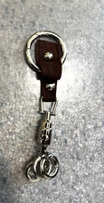 Leather Strap Heavy Duty Work Warehouse Security Guard Carabiner Key Holder