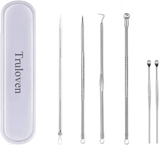 6PCS Blackhead Remover Extractor Pimple Popper Tool Kit Stainless Steel Facial