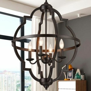 Modern Farmhouse Chandelier Geometric Light Fixture Rustic Ceiling