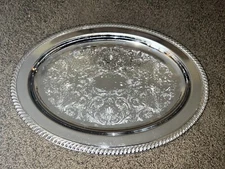 Vintage Shelton Ware NYC Oval Silver Polished Chrome Serving Platter MCM