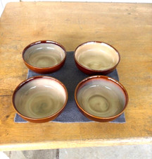 4-Sango Nova Brown #4933 6-5/8" Cereal Bowls EUC