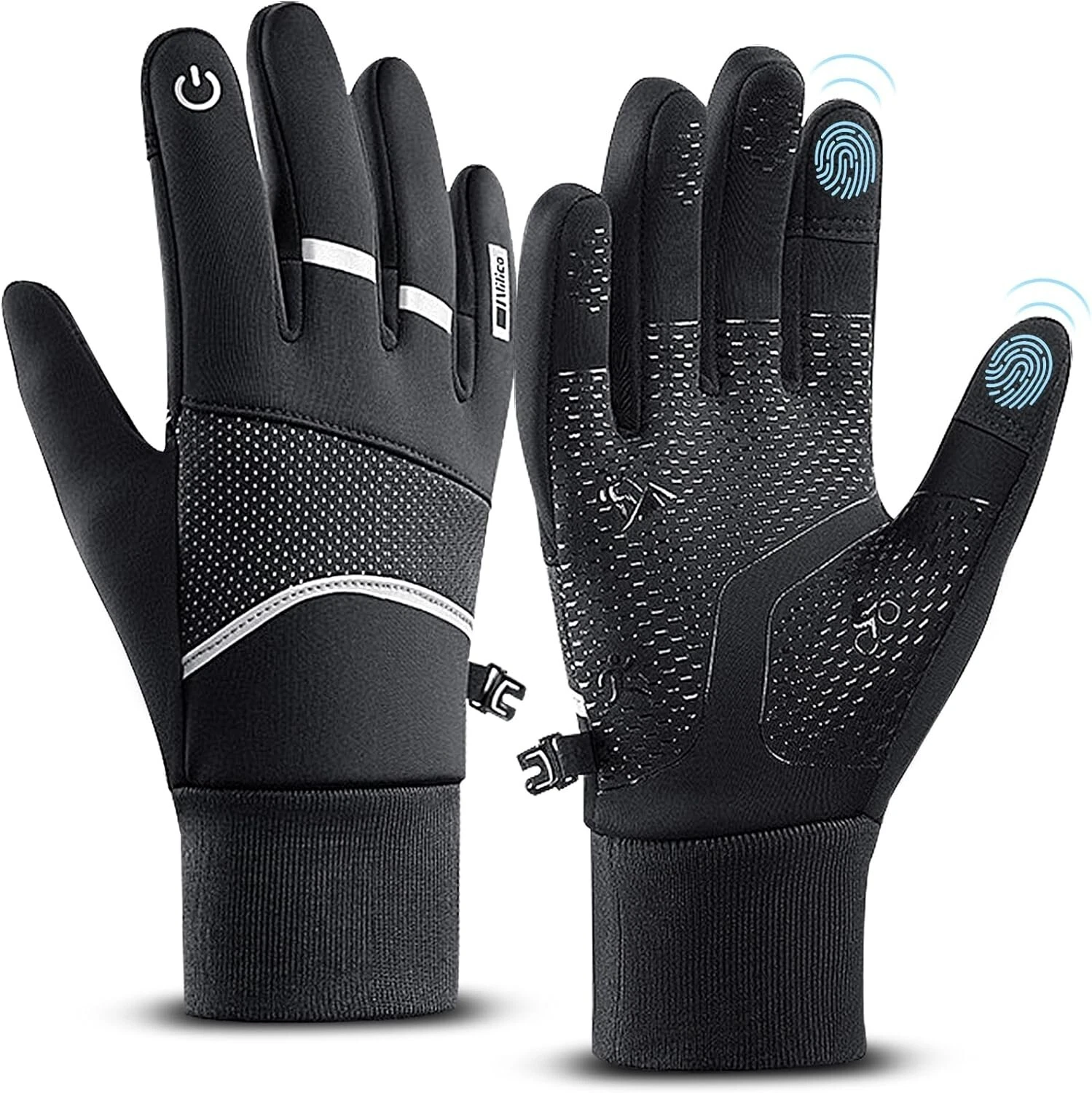 Quzooy Men's Winter Gloves Touch Screen Waterproof M Black Ski Living in Cold