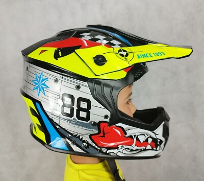 Casco 3/4 Per Bambini In ABS – Aperto, Leggero (600 G) E Carino, Per Moto E ATV, Regolabile 50-55 Cm
