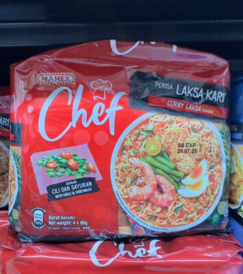 Mamee Chef Instant Noodle- Spicy Curry Laksa  Flavors(4X95g)