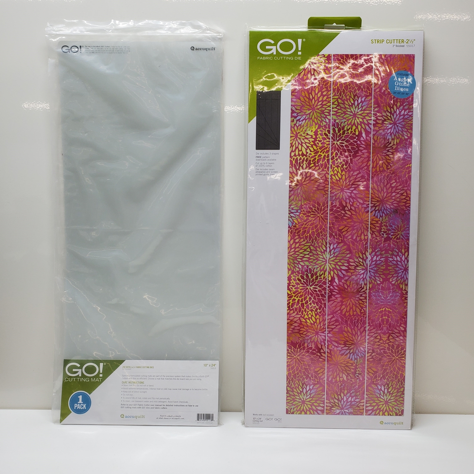 Lot GO! Accuquilt Fabric Cutting Die Strip Cutter 2 1/2" + Cutting Mat