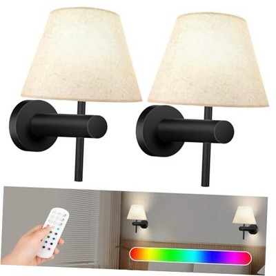 Battery Operated Wall Sconce - Two Sets of Rechargeable Wall Lights with Modern