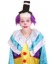 Half Bald Head Funny Men Wig With Hat, Dark Purple Color, HM-1215A