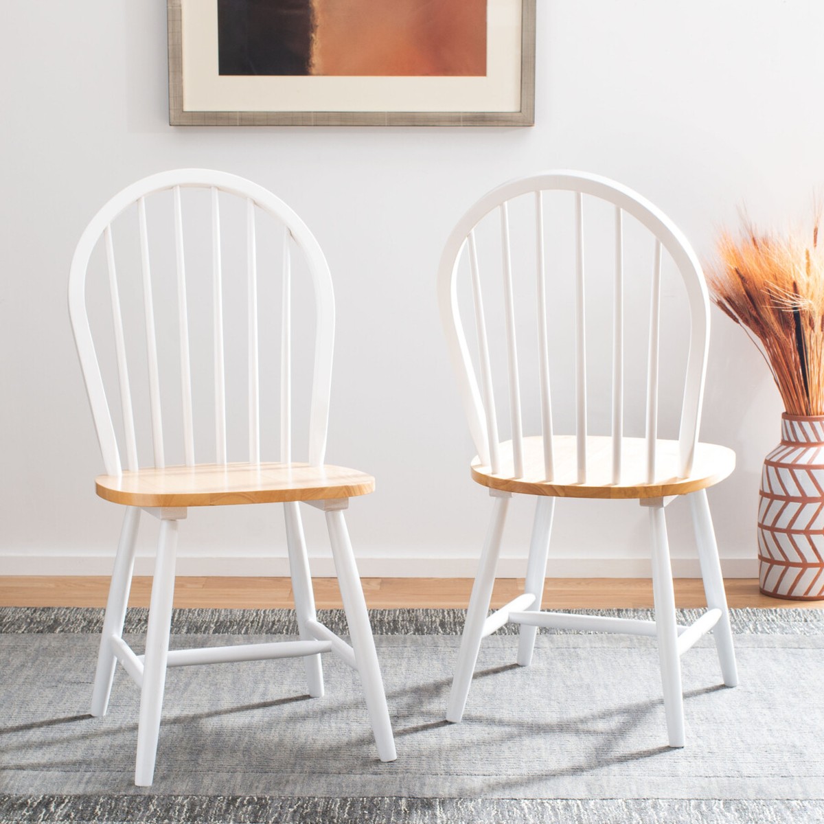 SAFAVIEH Camden Spindle Back Dining Chair Set of 2 | White