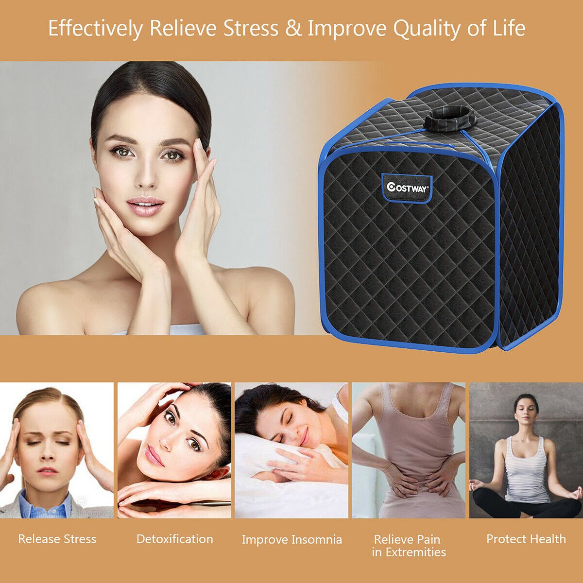 Costway Portable 2L Steam Sauna Spa Tent w/ Chair GreyBlackCoffee | eBay