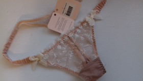 AGENT PROVOCATEUR SUPER RARE NUDE/CREAM AMBROSE THONG SIZE 2 SMALL UK 8 BNWT