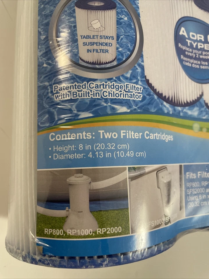 Swimming Pool Filter 2-Pack TYPE A or C Universal Filter Cartridge Water Pump - Image 2 of 4