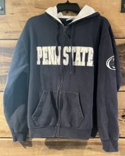 Penn State Embroidered Hoodie Sweatshirt Navy Blue Campus Heritage Size L SALE 