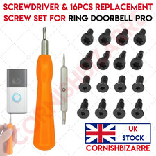 RING DOORBELL PRO SCREWDRIVER & REPLACEMENT 16 SECURITY SCREWS SPARES SET - UK