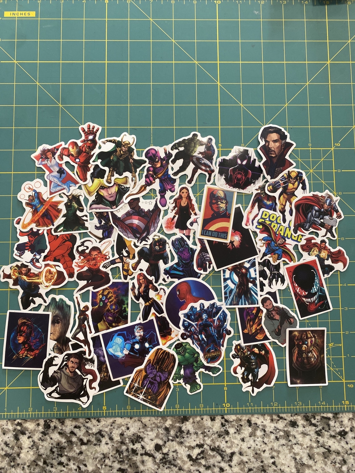 50pcs Marvel's Ironman Captain America The Avengers Black Widow Gloss Stickers
