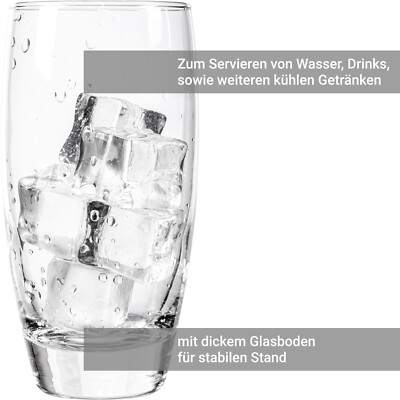 12 Stück Wassergläser 350ml groß Trinkglas Longdrinkglas Set Saftglas Gläser