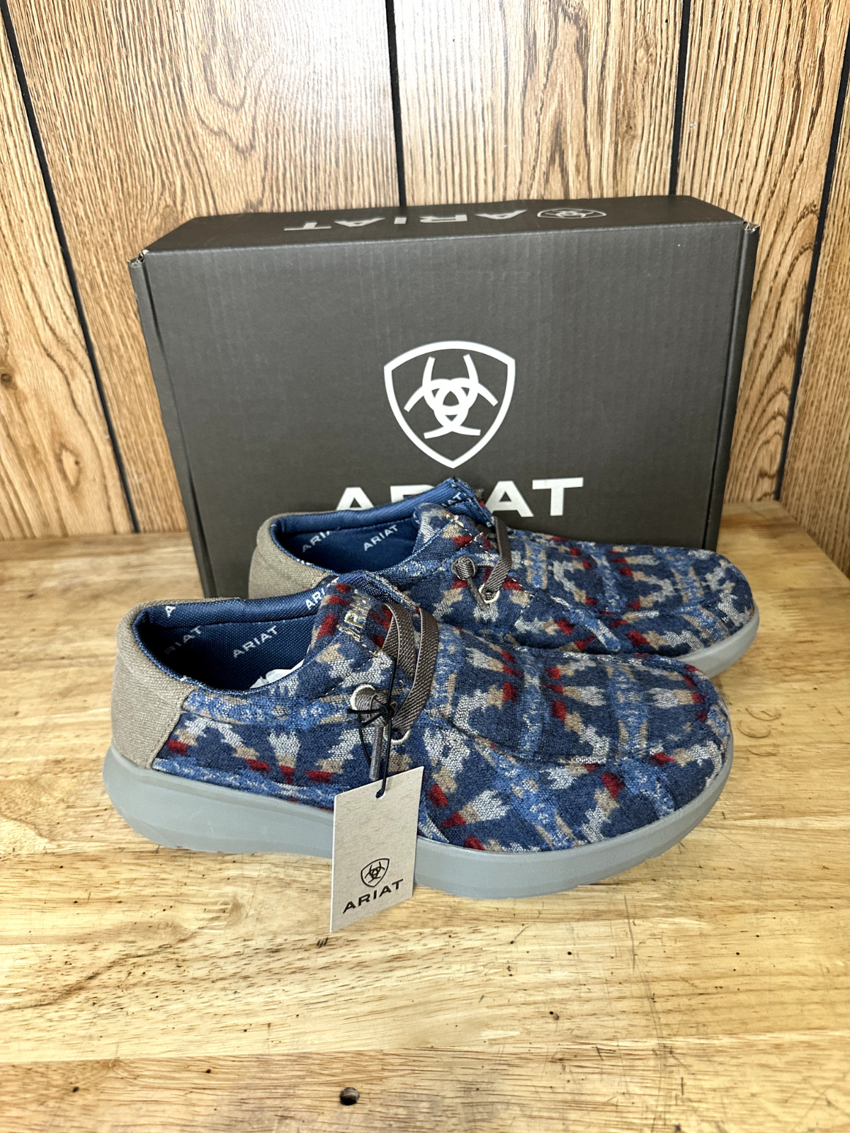 Ariat Men's Hilo Stretch Lace Blue Aztec Wooly Casual Shoes 10046908