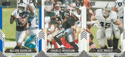 NELSON AGHOLOR 2021 SCORE SHOWCASE #'D 53/100 CHARLES WOODSON LAS VEGAS RAIDERS