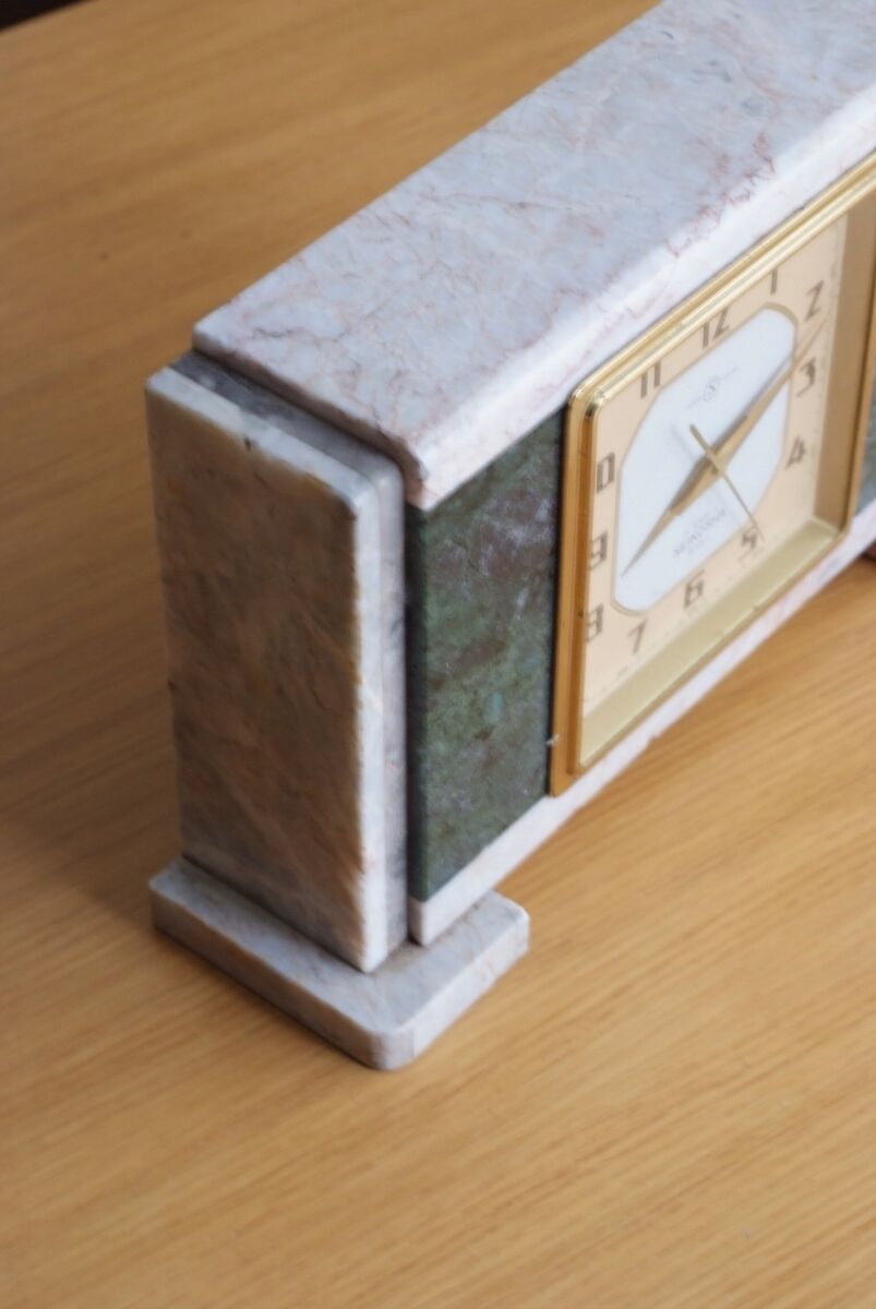 Artdeco, Modernist Marble Clock By Seikosha, Made In Japan Artdeco, Modernist Marble Clock By Seikosha, Made In Japan
