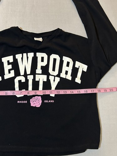 Zara Shirt Girls Size 11/12 Cropped Long Sleeve Black Graphic Cotton - Picture 5 of 6