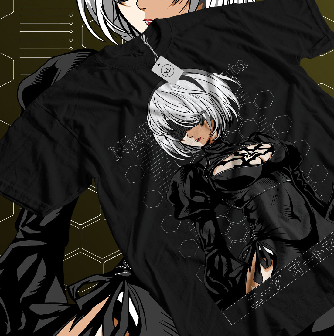 Nier Automata T Shirt YoRHa 2B Kawaii Anime Waifu Girl Cyber Punk Gift T Shirt